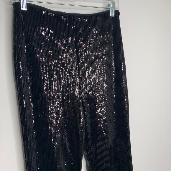 Nbd x Marianna Hewitt Maeve Sequin Womens Pants Small Black High Rise - Picture 4 of 16